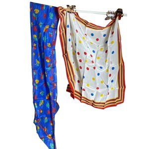Silk Colorful Scarves Kajo Bundle of 2 Vintage Classic Womens Accessories